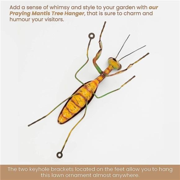 Praying Mantis Tree Hanger - Yard Decorations -Whimsical Tree Sculpture -Outdoor - Picture 2 of 7